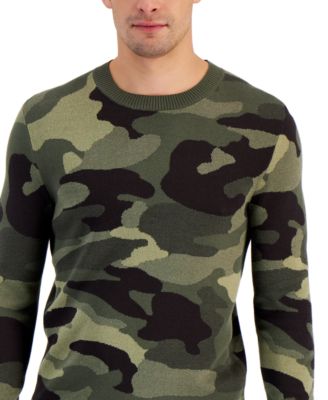 Alfani Men's Camo-Print Crewneck Sweater, Created for Macy's Macy's