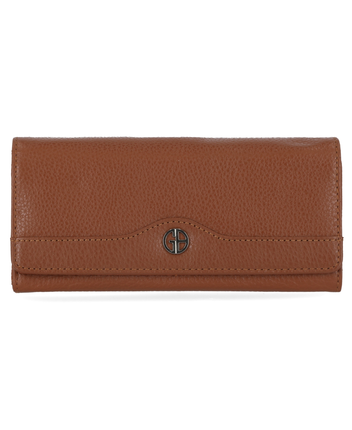 Giani Bernini Pebble Leather Receipt Wallet, Created For Macy's In Cognac,silver