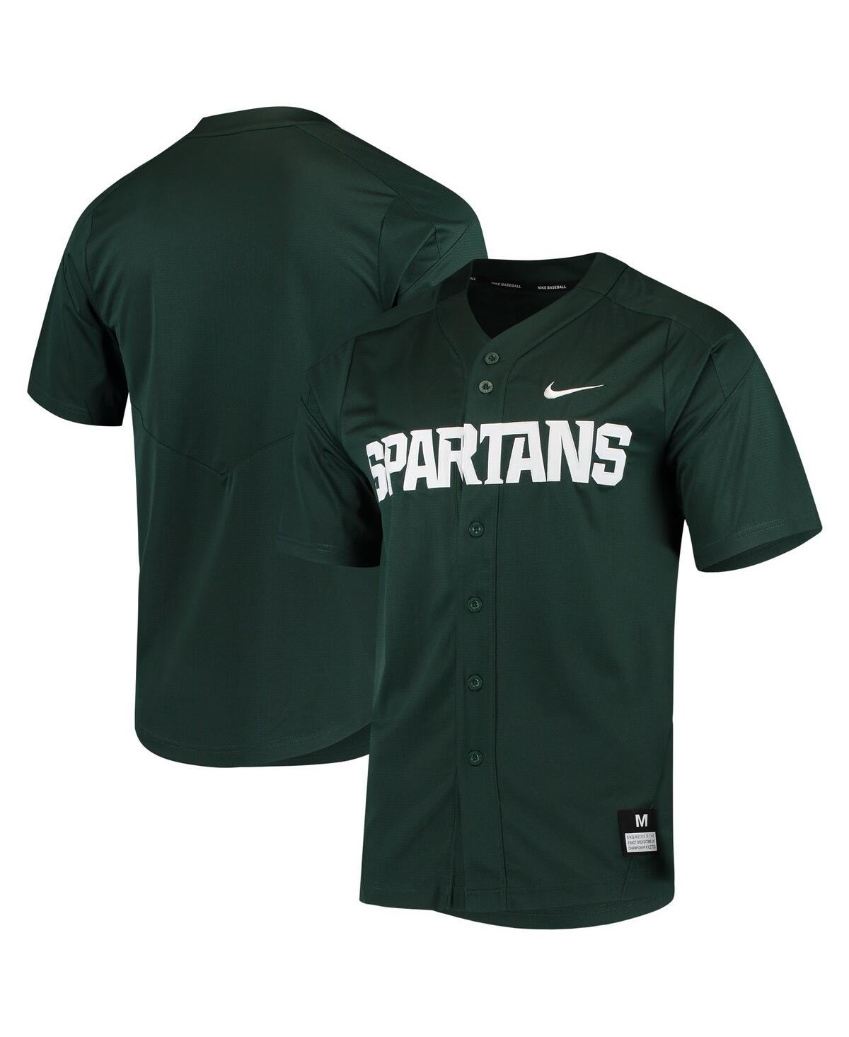 Men's Nike Green Michigan State Spartans Vapor Untouchable Elite Full-Button Replica Baseball Jersey