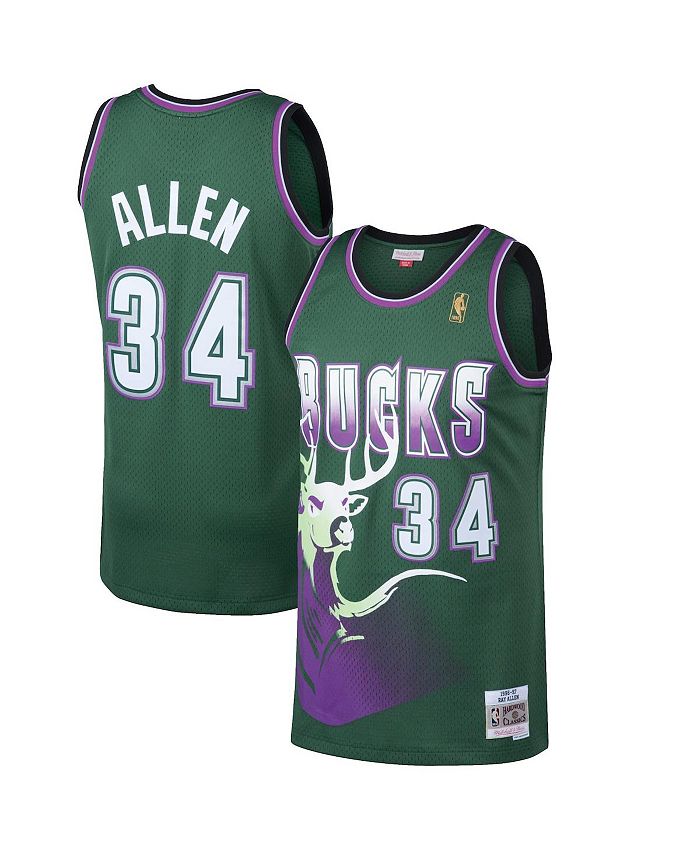 Men's Mitchell & Ness Ray Allen Green Milwaukee Bucks 1996 Hardwood  Classics Authentic Jersey