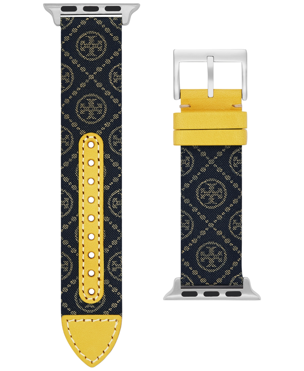 Tory Burch Interchangeable Monogram Navy, Gray & Lemon Leather Strap For  Apple Watch® 38mm/40mm & Reviews - All Watches - Jewelry & Watches - Macy's