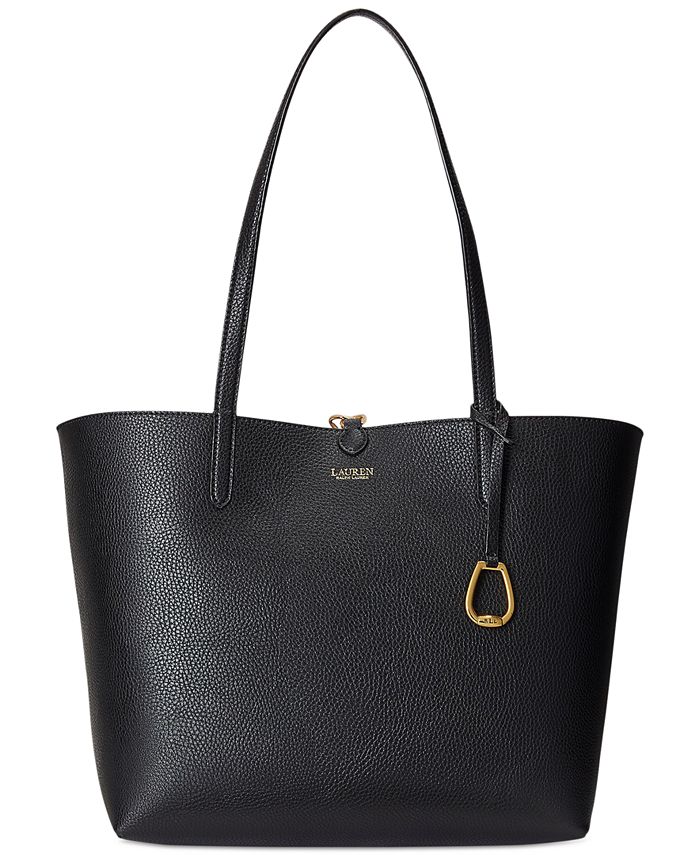 New . Tote Bag by Macy's, Faux leather, Black (Blue inside),  reversible.