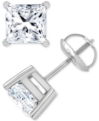 Macy's - Diamond Princess Stud Earrings (3 ct. t.w.) in 14k White Gold