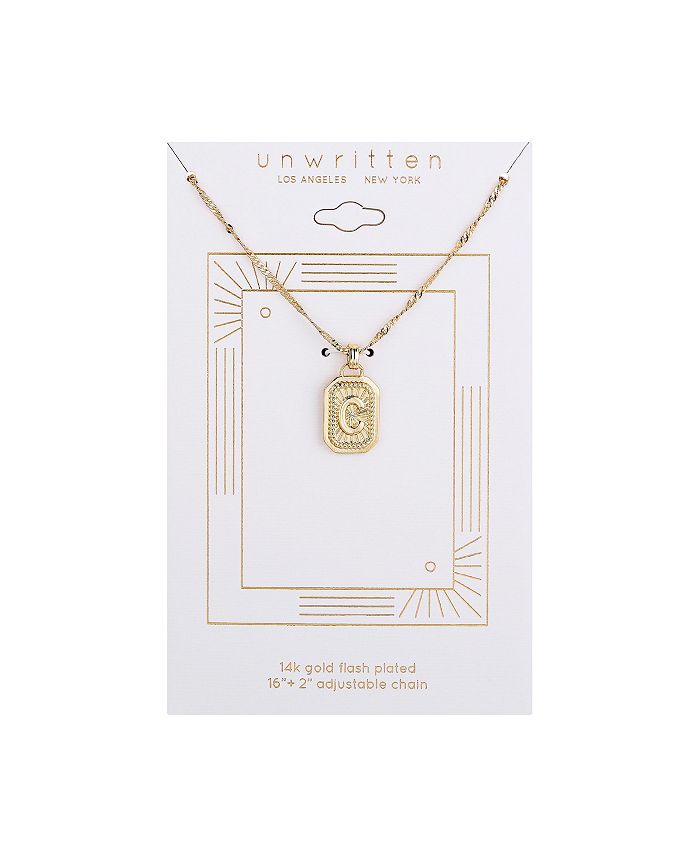 Unwritten Initial Rectangle Necklace in 14K Gold Flash Plated & Reviews ...