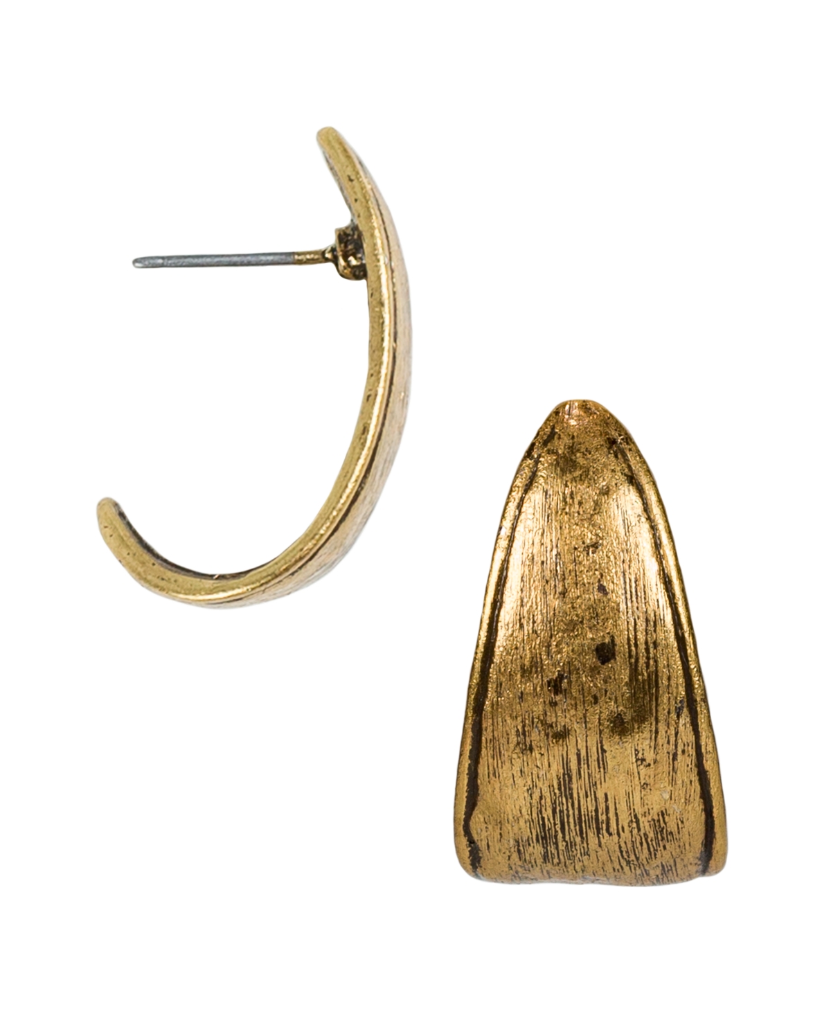 Gold-Tone Hammered J-Hoop Earrings - Russian Gold