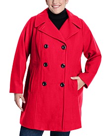 Plus Size Double-Breasted Peacoat, Created for Macy's