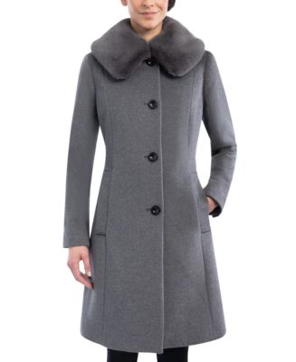 Anne Klein Women's Faux-Fur Club-Collar Coat - Macy's