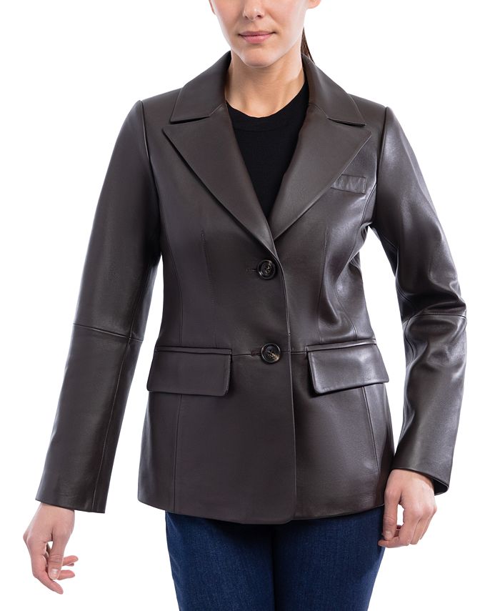 Anne Klein - Women's Leather Blazer Coat