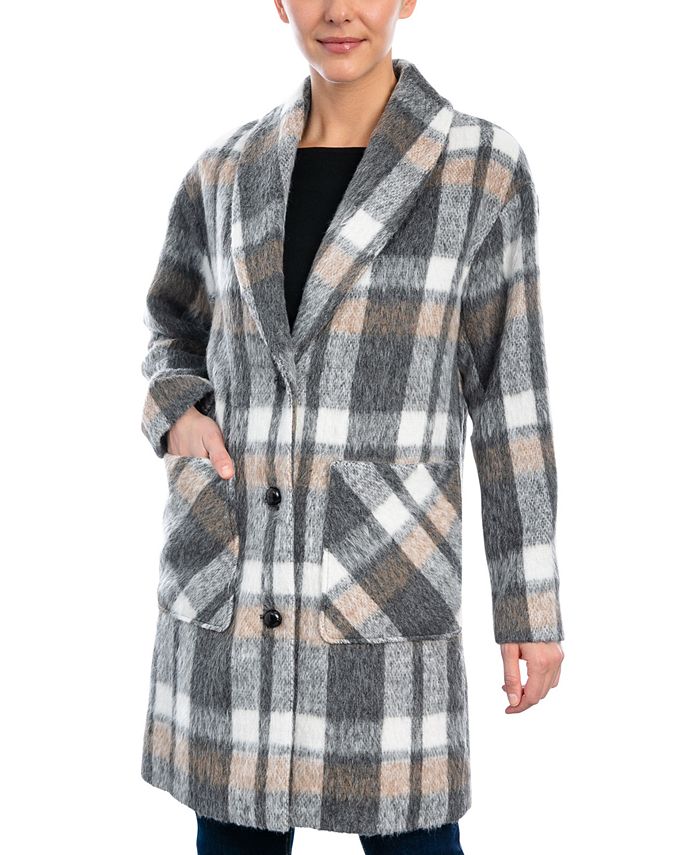 Lucky Brand Women's Plaid Single-Breasted Shawl-Collar Coat - Macy's