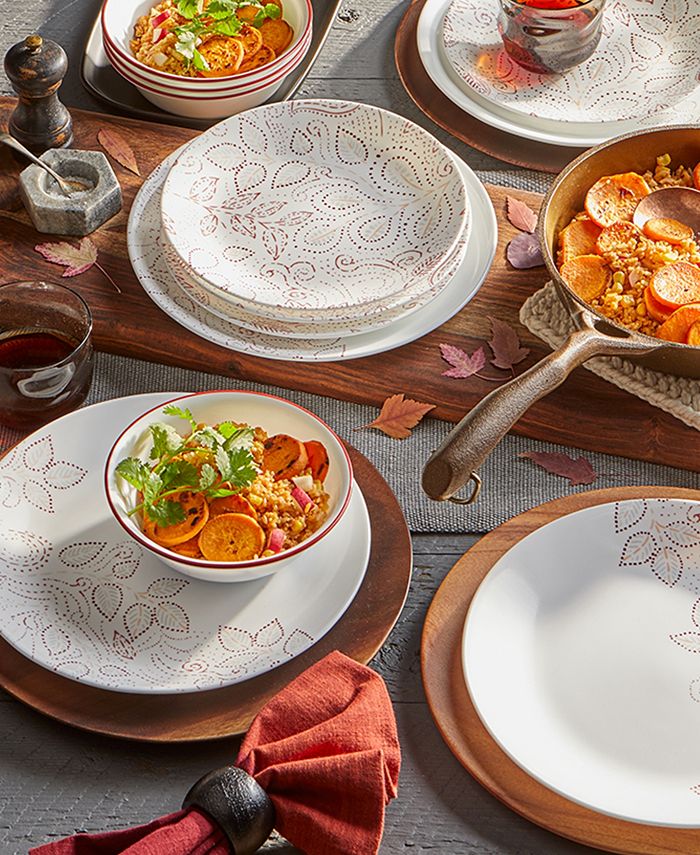 Corelle Leaf Stitch 12-Piece Dinnerware Set, Service for 4 - Macy's