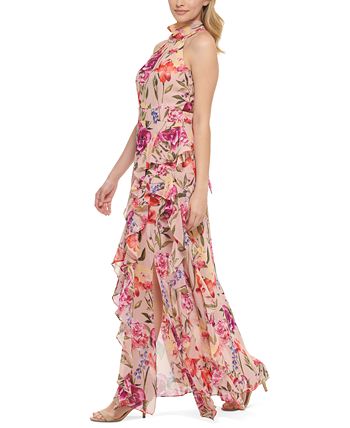 Eliza J Women's Floral-Print Halter Maxi Dress - Macy's
