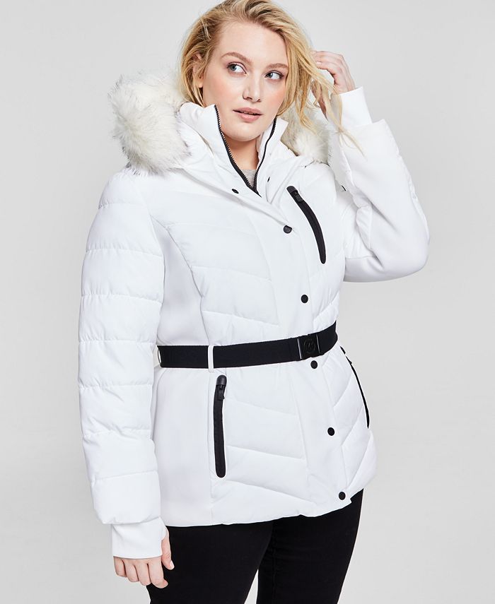 Michael Kors Women's Plus Size Hooded Puffer Coat, Created for Macy's Macy's