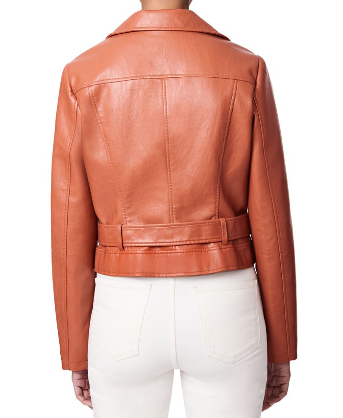 Collection B Juniors' FauxLeather Belted Moto Jacket, Created for Macy