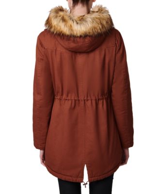 Collection B Juniors' Faux-Fur-Trim Hooded Anorak Coat, Created For ...