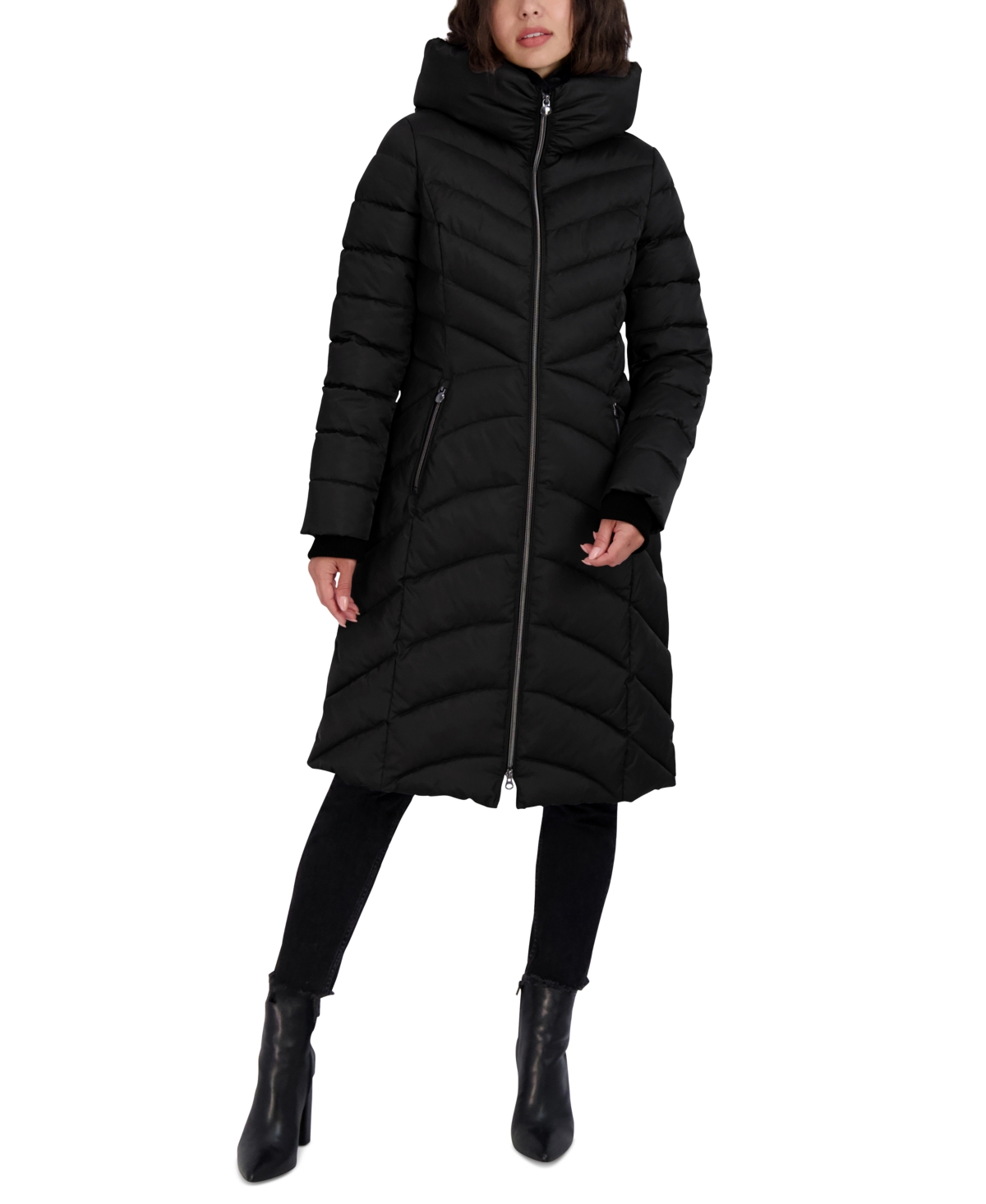 Women's Hooded Puffer Coat - Black