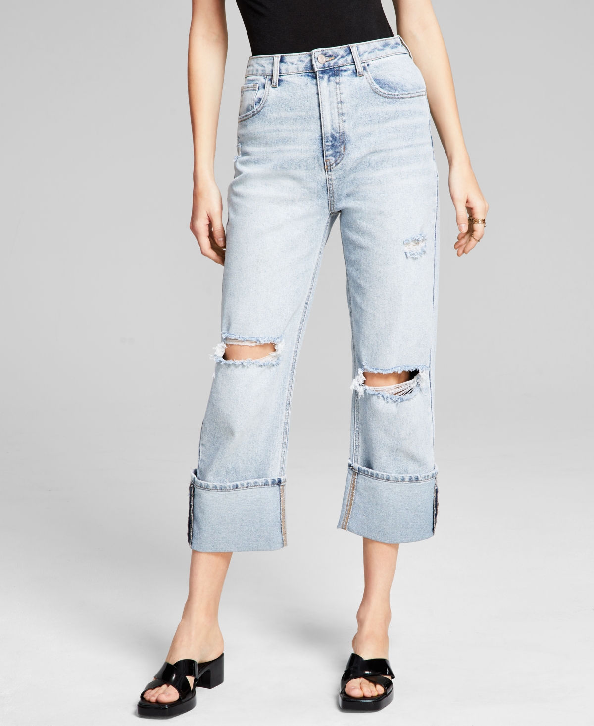  And Now This Women's High-Rise Straight-Leg Cuffed Jeans