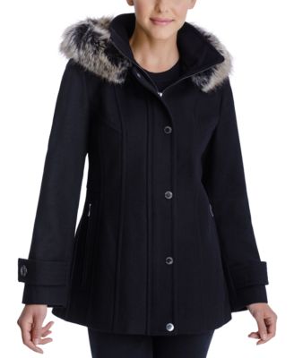 macy's black faux fur jacket