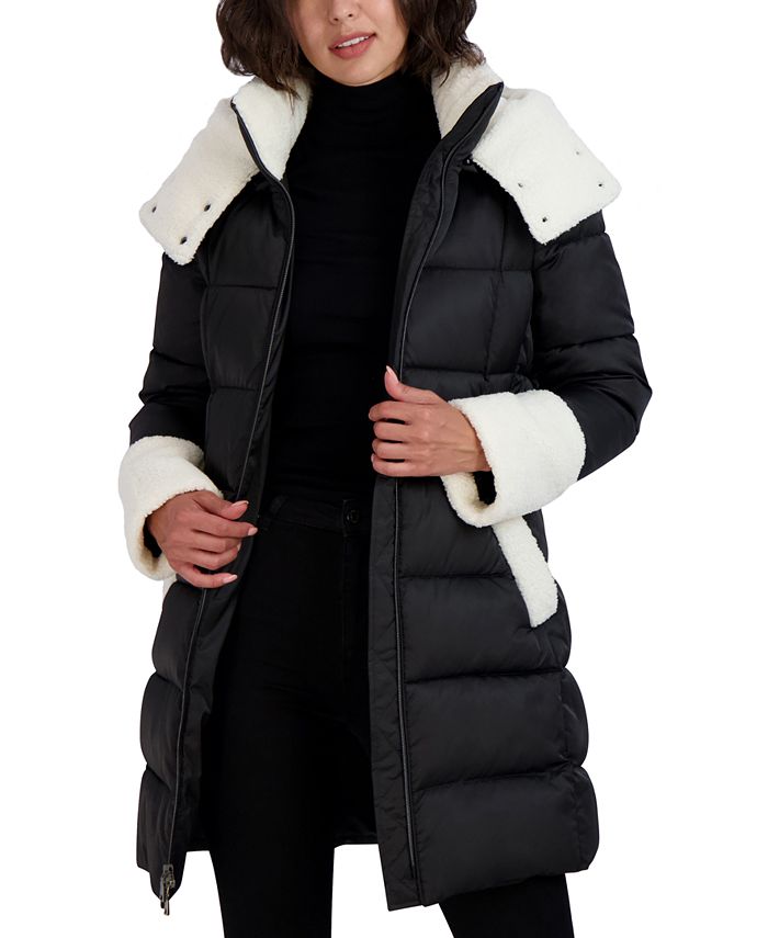 Tahari Women's Fleece-Trim Hooded Puffer Coat & Reviews - Coats ...