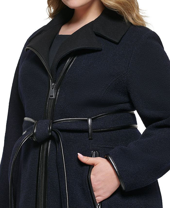 GUESS Women's Plus Size Asymmetrical-Zipper Coat - Macy's