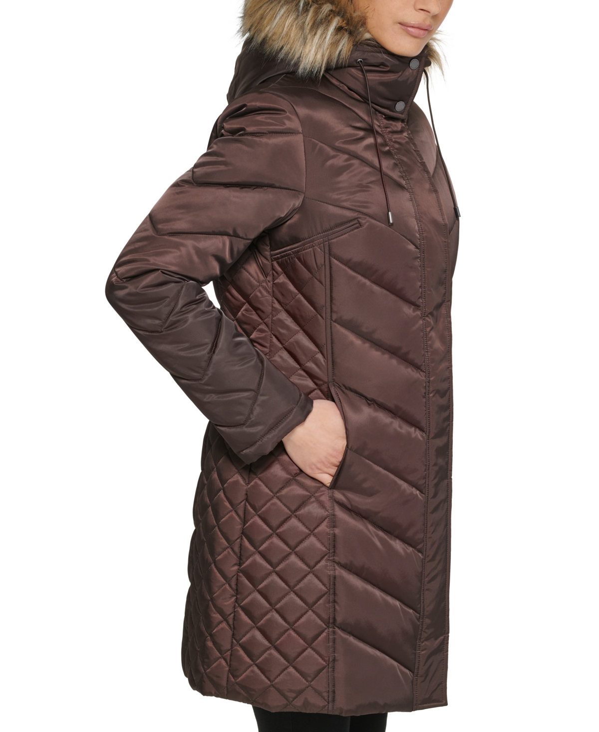 Kenneth Cole Women's Faux-Fur-Trim Hooded Puffer Coat
