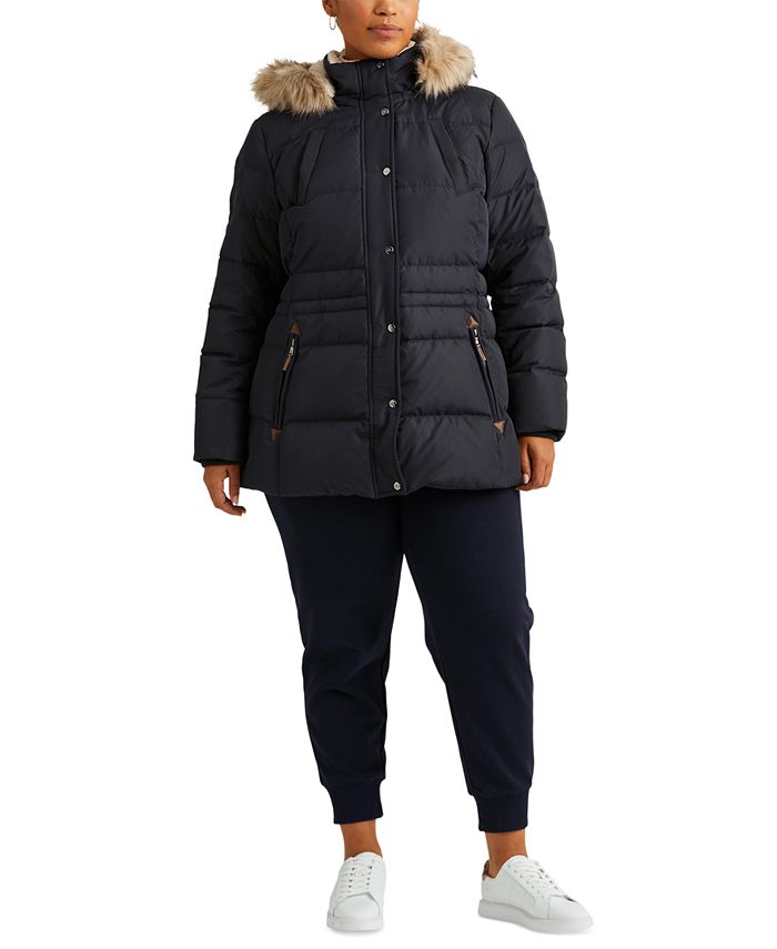 Lauren Ralph Lauren Plus Size FauxFur Trim Hooded Down Puffer Coat