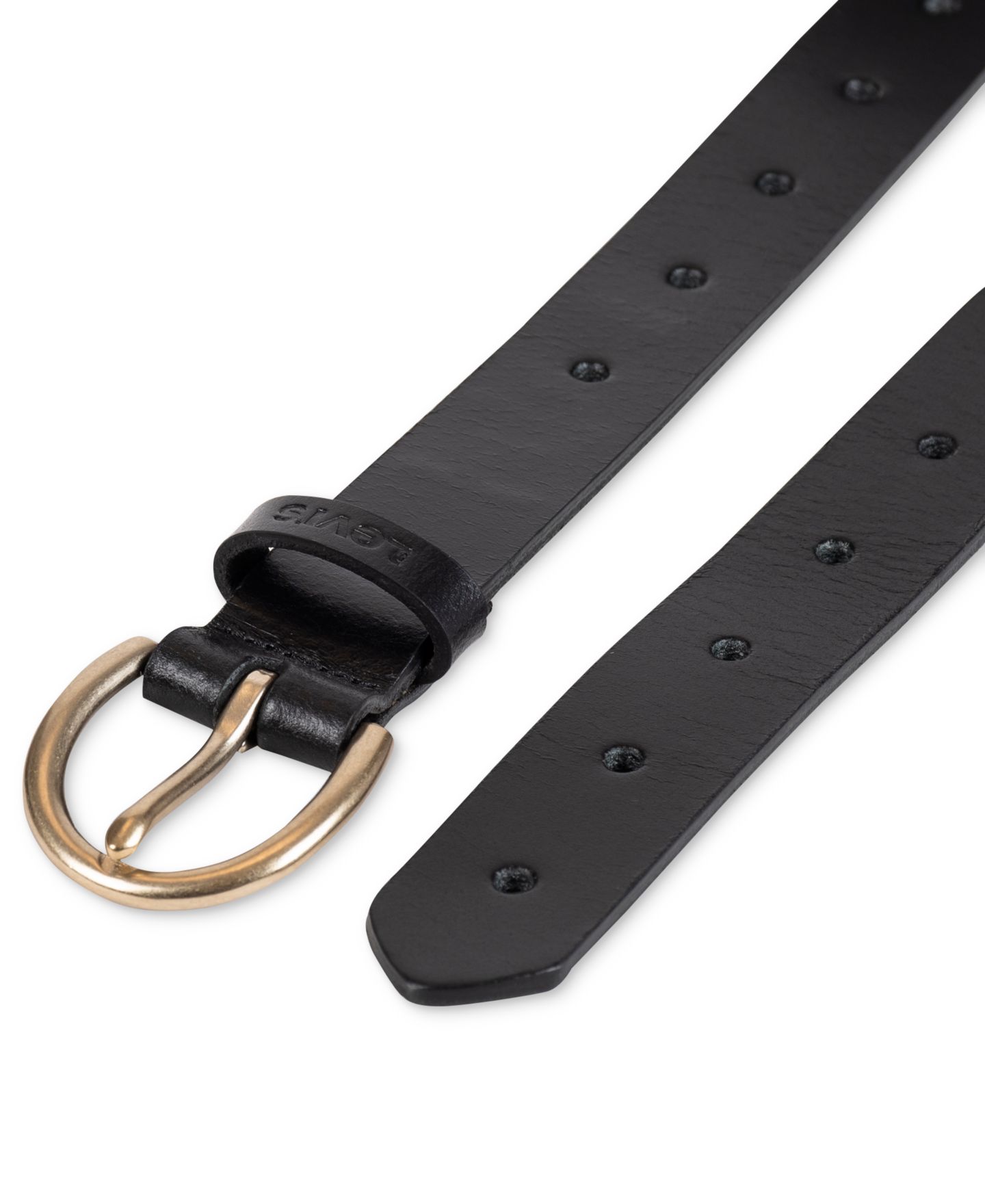 Женский ремень Levi's Slim Adjustable Perforated Leather, цвет: Чёрный — фото 4