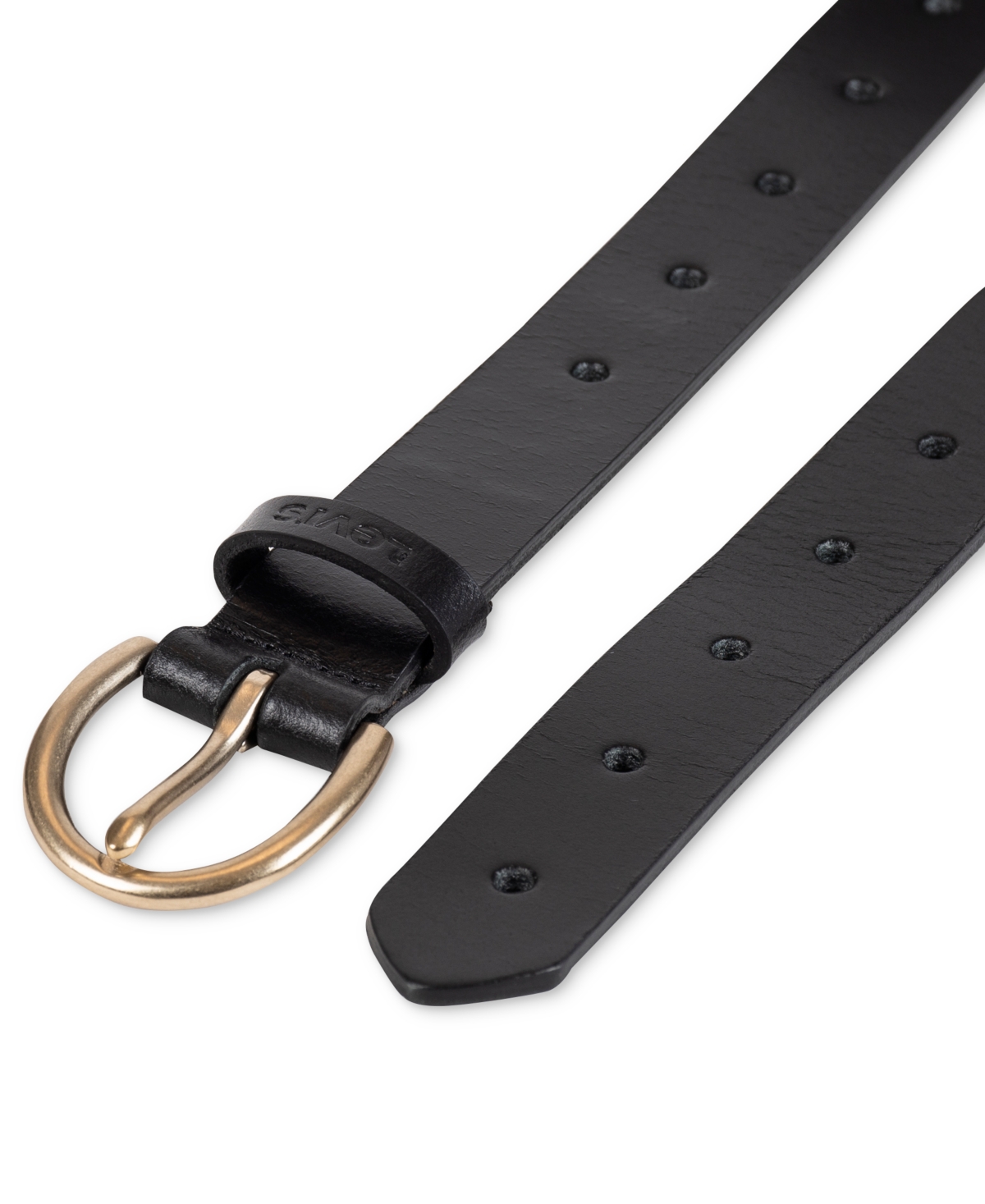 Shop Levi's Women's Slim Adjustable Perforated Leather Belt In Black