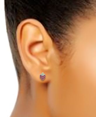 Cubic Zirconia Strawberry Stud Earrings