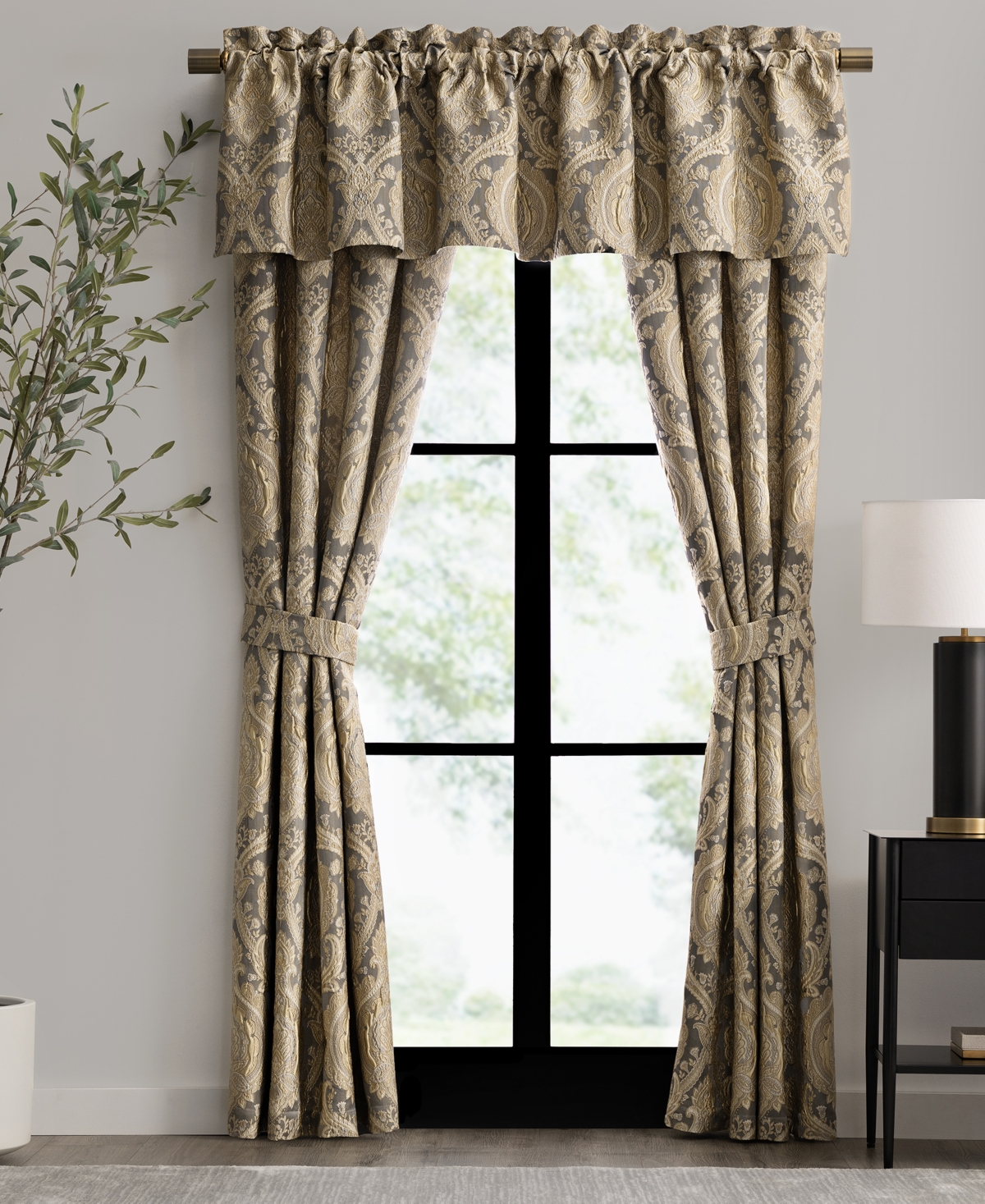 Rose Tree Norwich Lined Tailored Valance, 80" X 17" In Pewter