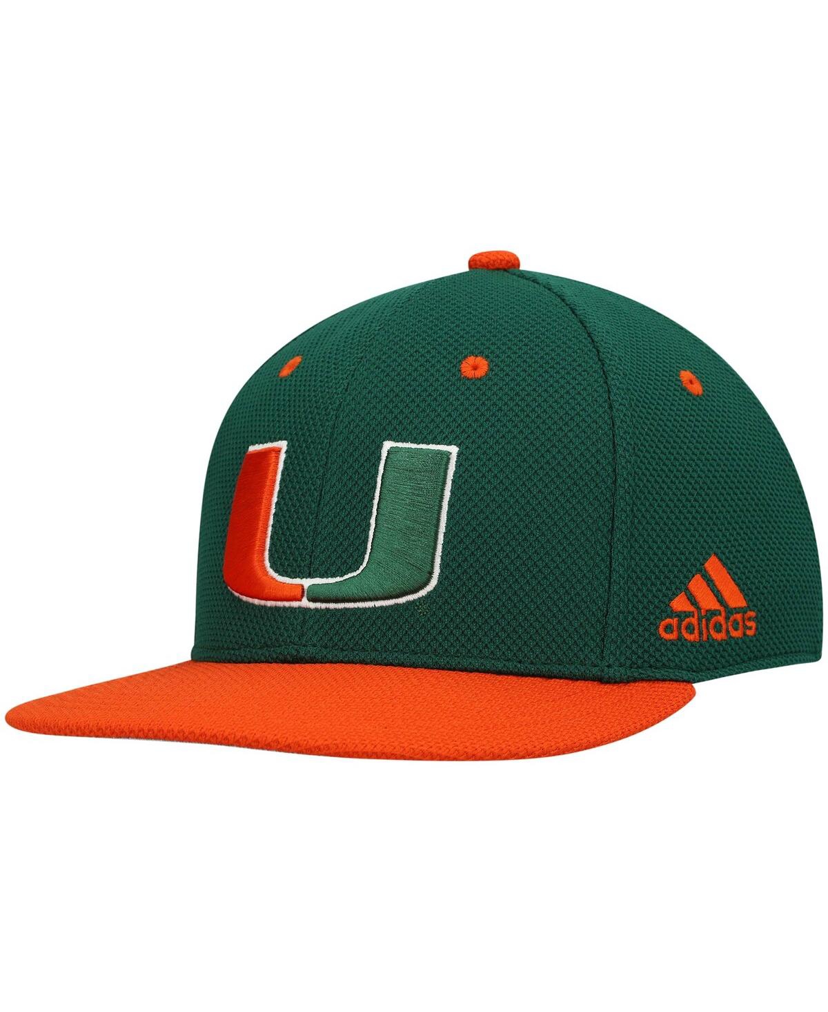 Shop Adidas Originals Men's Adidas Green And Orange Miami Hurricanes On-field Baseball Fitted Hat In Green,orange