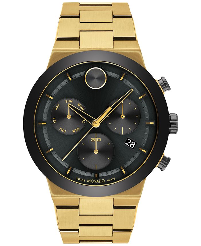 Movado - Men's Swiss Chronograph Bold Fusion Gold Ion-Plated Stainless Steel Bracelet Watch 44mm