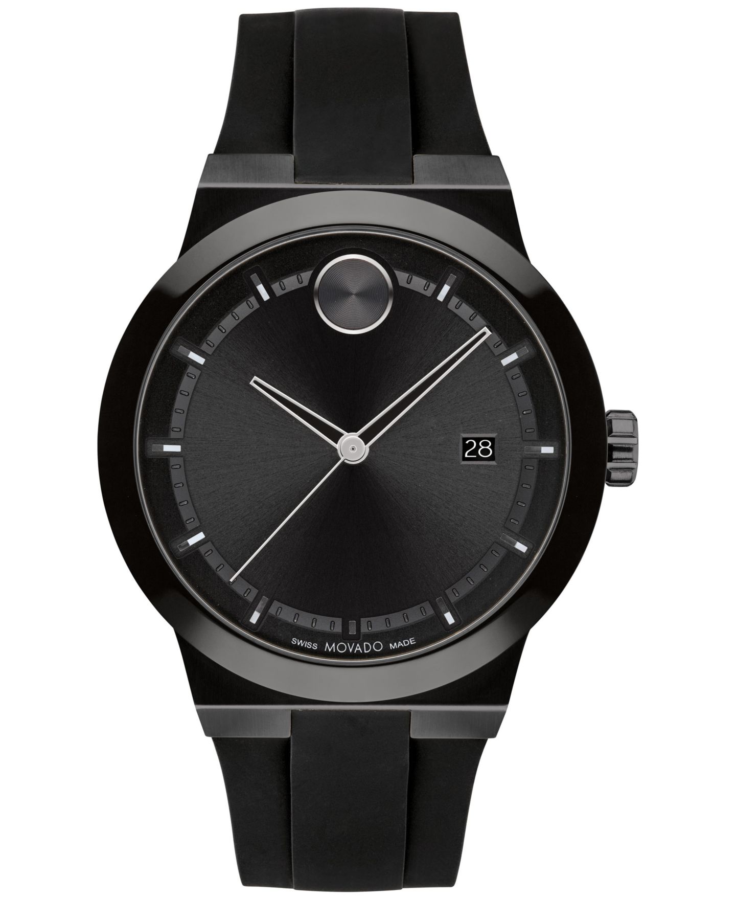 Мужские часы Movado Swiss Fusion Bold Black Silicone Strap Watch 42mm — фото 1
