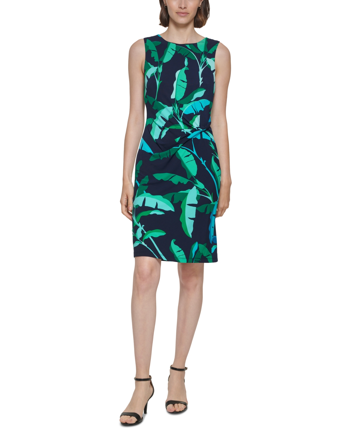 Shop Tommy Hilfiger Women's Beverly Hills Twist-front Jersey Dress In Bright Green Multi