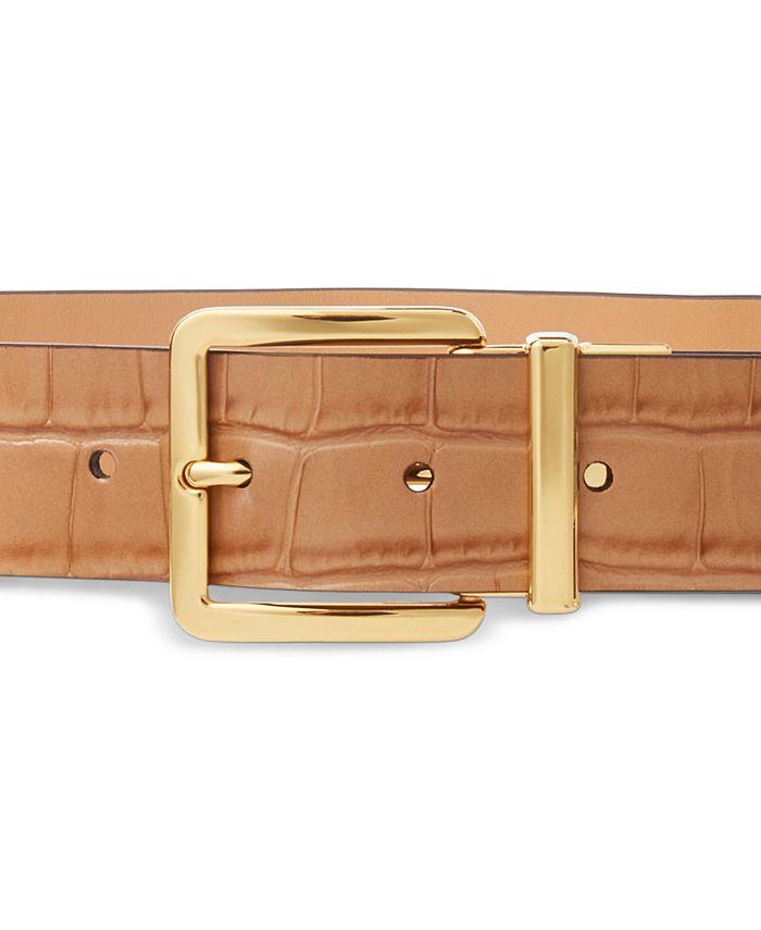 Lauren Ralph Lauren Women's Reversible Leather Square-Buckle Belt - Macy's