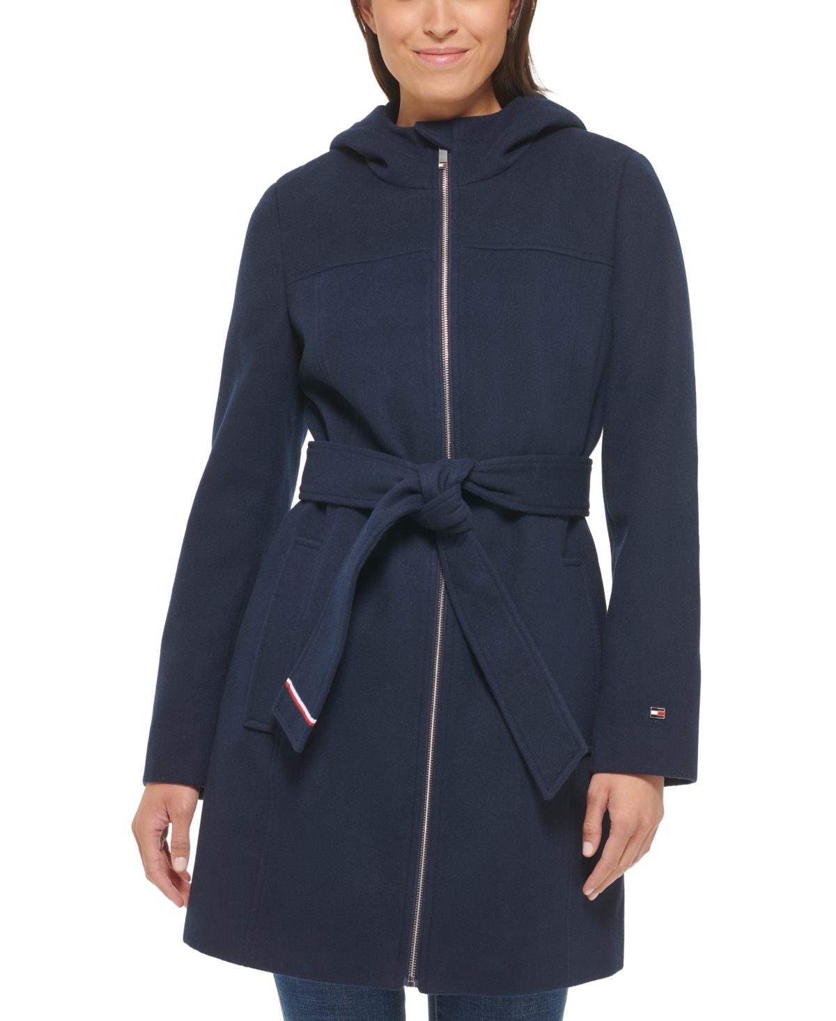 Tommy Hilfiger Women's Belted Hooded Coat