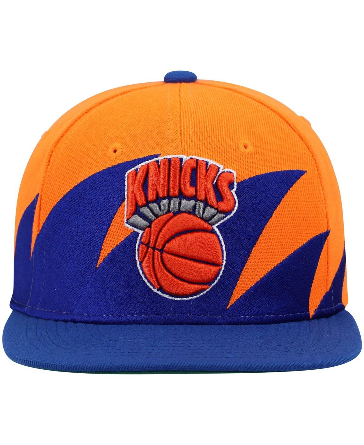 Men's Mitchell & Ness Blue New York Knicks Hardwood Classics Sharktooth Snapback Hat - Blue