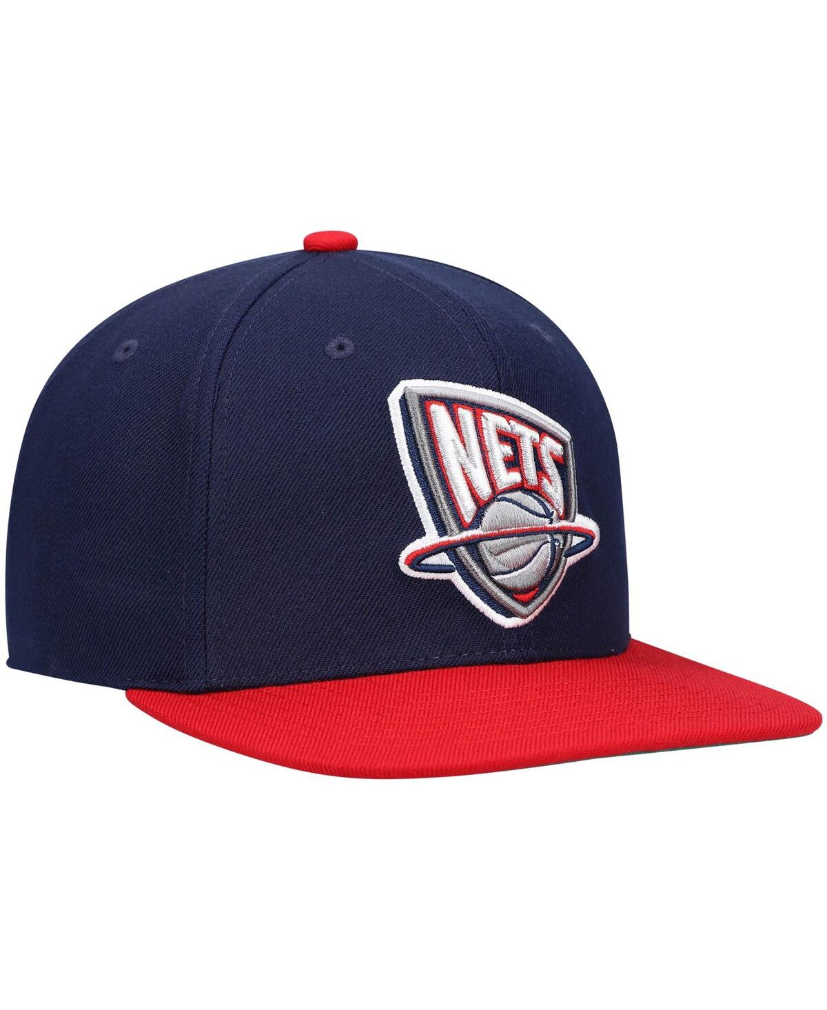 Mitchell & Ness Men's  Navy, Red New Jersey Nets Hardwood Classics Team Two-tone 2.0 Snapback Hat In Navy,red
