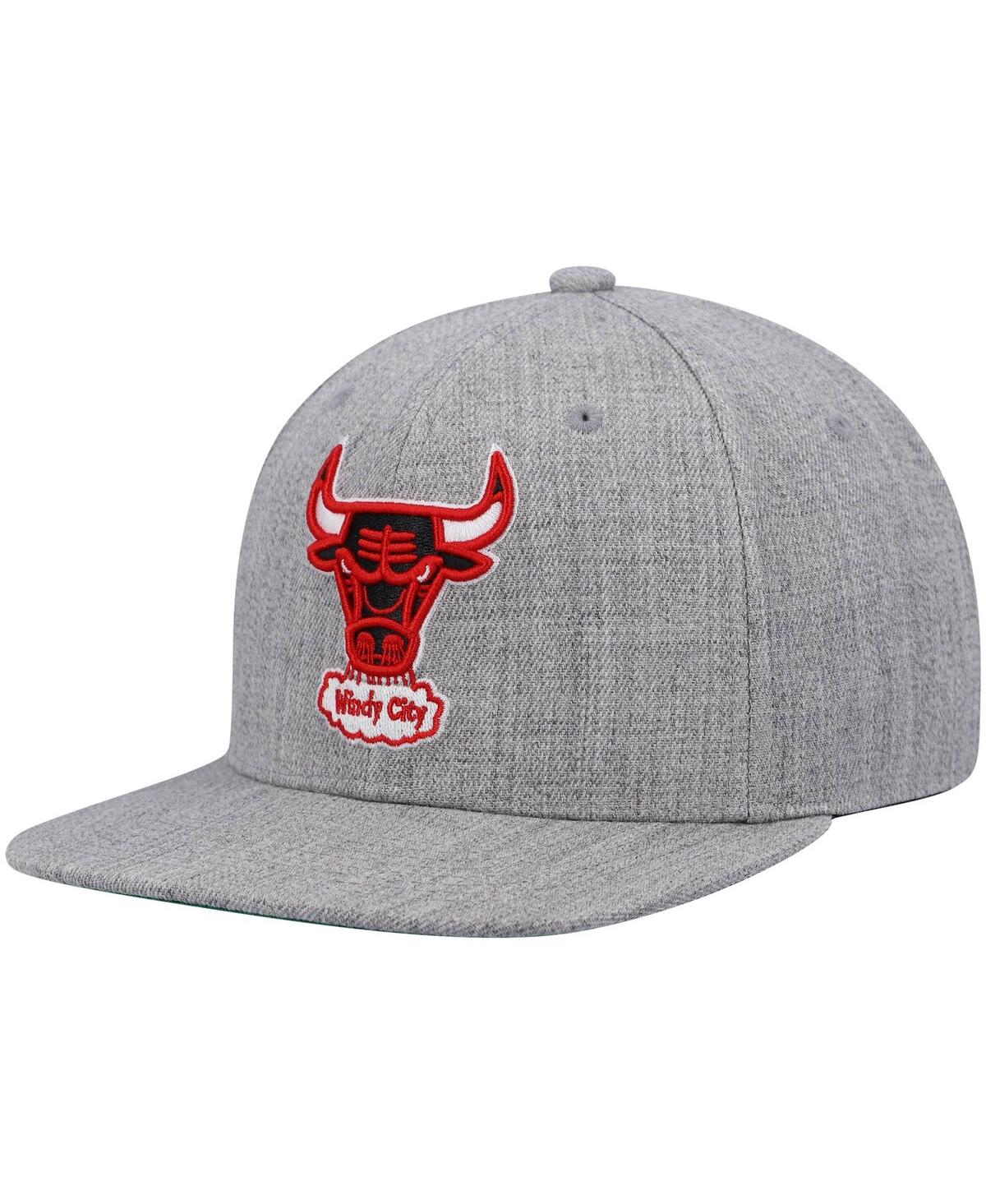 Shop Mitchell & Ness Men's  Heathered Gray Chicago Bulls Hardwood Classics Team 2.0 Snapback Hat