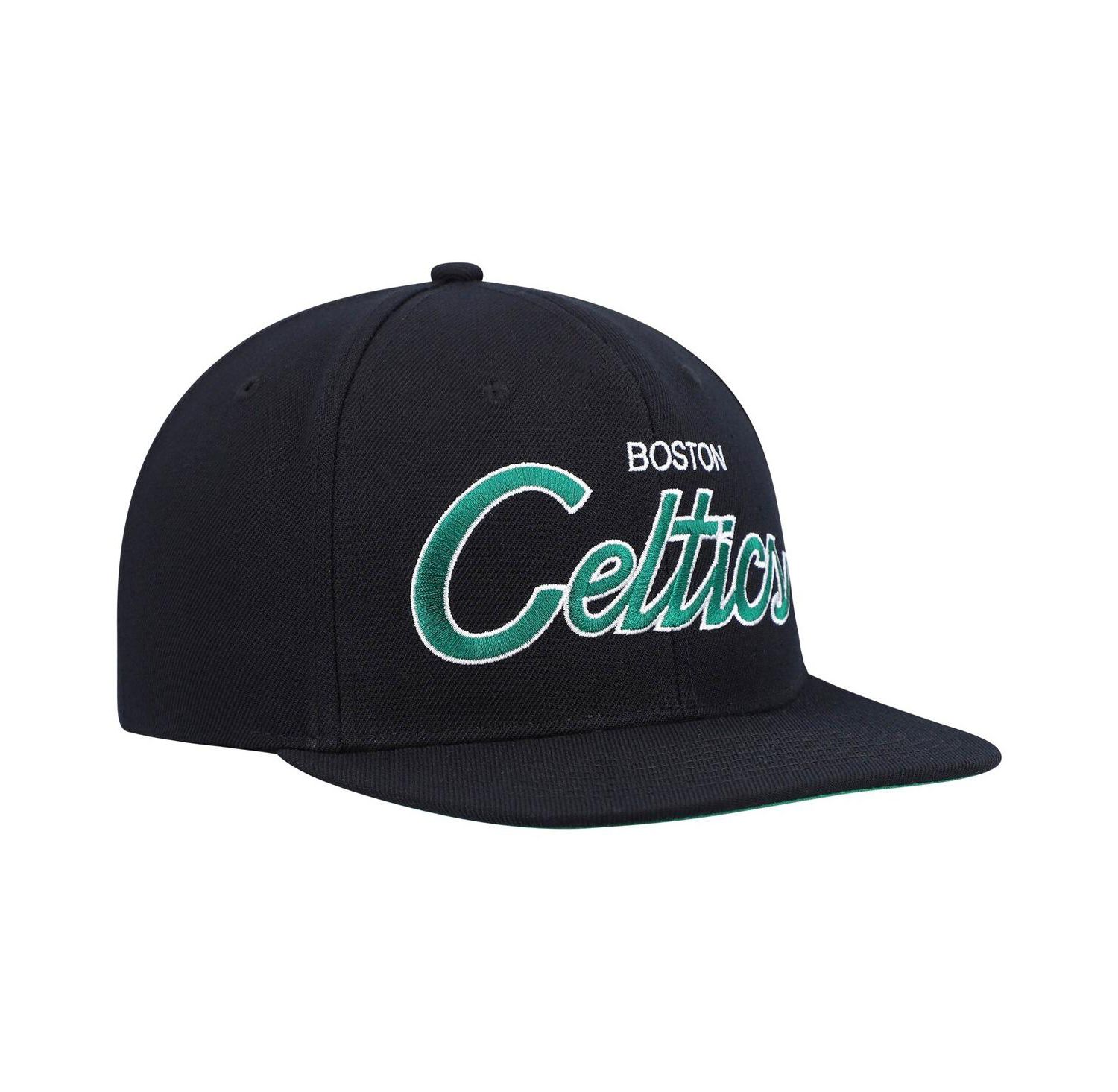 Men's Black Boston Celtics Hardwood Classics Script 2.0 Snapback Hat