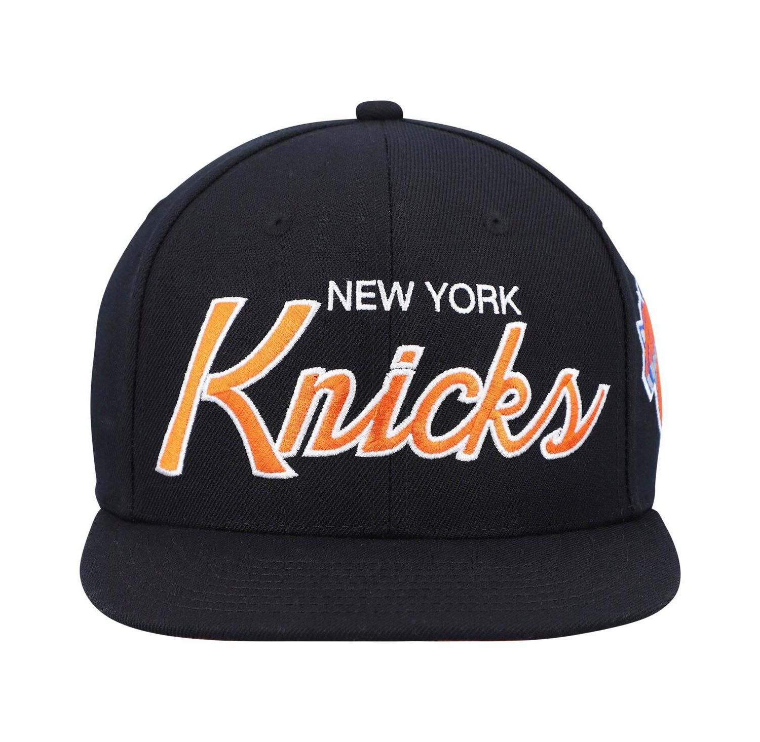 Men's Black New York Knicks Hardwood Classics Script 2.0 Snapback Hat