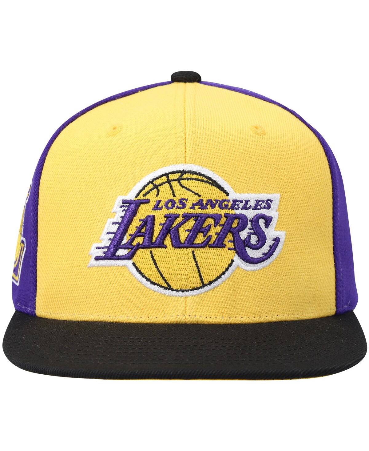 Shop Mitchell & Ness Men's  Gold Los Angeles Lakers On The Block Snapback Hat