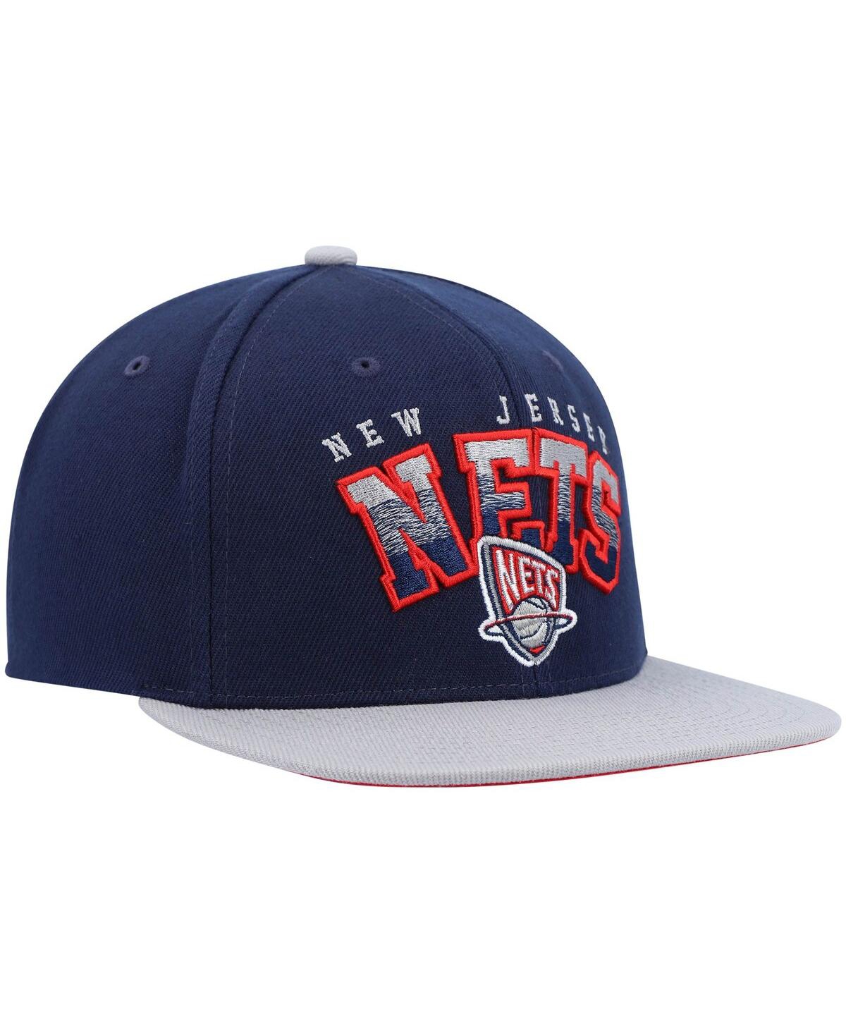 Men's Mitchell & Ness Gray New Jersey Nets Hardwood Classics Gradient Wordmark Snapback Hat - Gray