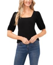 NECHOLOGY Womens Blouses Long Sleeve Spandex Shirt Women Short Sleeve Scoop  Neck Ribbed Fitted Knit Shirt Basic Tight Women's Black Top