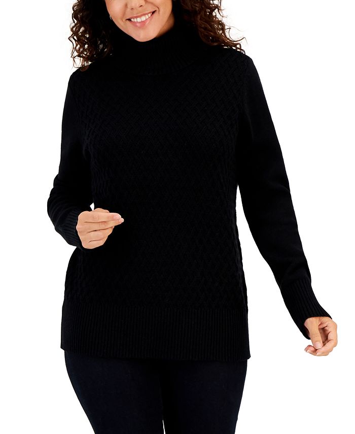 Karen Scott Velour Sweatshirt Deep Black Small - BELLEZA'S