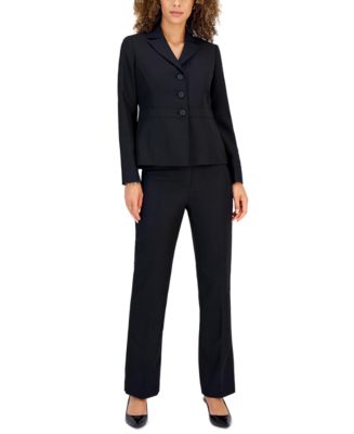 Le Suit Three-Button Seamed Jacket & Kate Pants, Regular and Petite ...