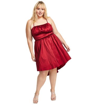 B Darlin - Trendy Plus Size High-Low Gathered Dress