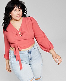 Trendy Plus Size Cropped O-Ring Top