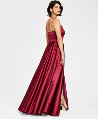 B Darlin Juniors' V-Neck Satin Gown, Created For Macy's - Macy's