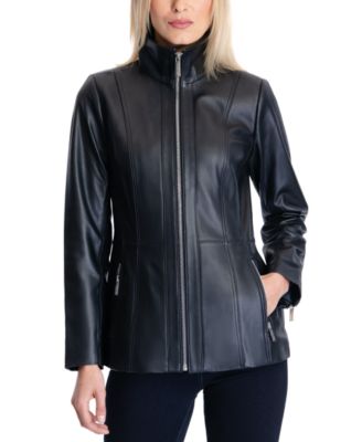 MICHAEL Michael Kors Women s Petite Leather Jacket Created for Macy s Macy s