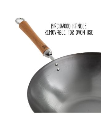 Classic Series Carbon Steel Wok with Birch Handles, 14"